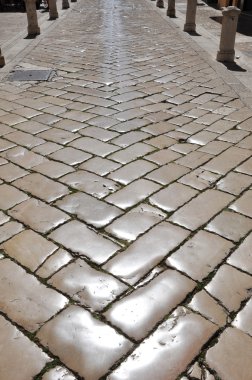 Cilalı cobblestones Zadar starigard, Hırvatistan