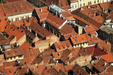 Şehir rooftops Brasov, Romanya