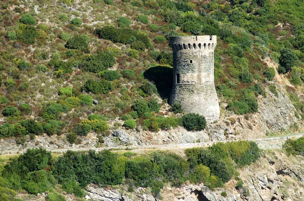 Corsica'deki / daki Ceneviz kulesi. L'Osse savunma Kulesi — Stok fotoğraf