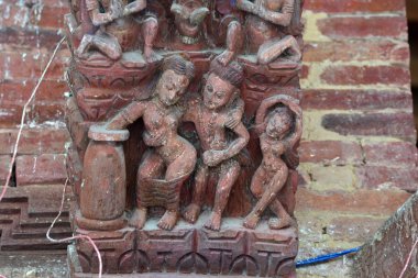 Erotic carvings on a Hindu temple in Kathmandu, Nepal. Now destr clipart