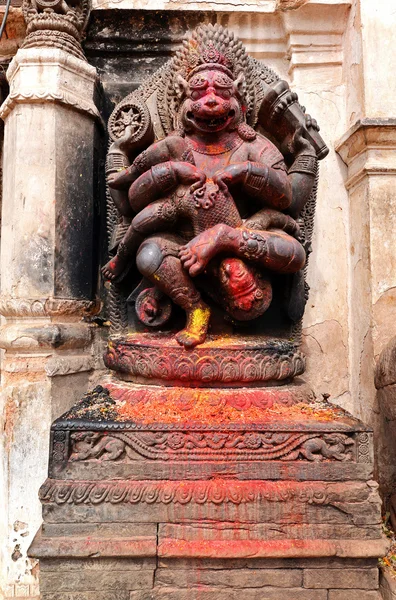 Old deity of Narasimha, the avatar of the Hindu god Vishnu, in a