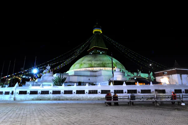 Boudhanath stupa, gece, Katmandu, nepal — Stok fotoğraf