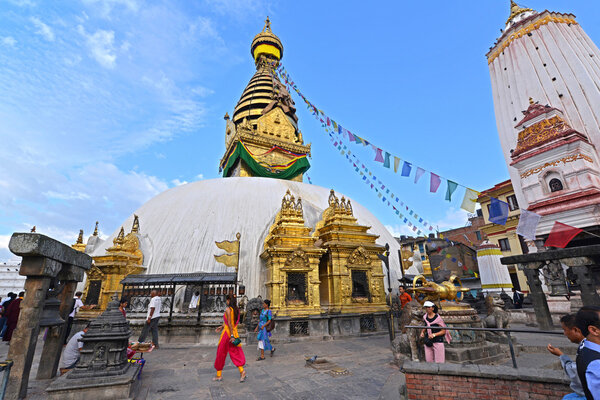 Buddhist stupa of Swayambhunath, Kathmandu remained intact after