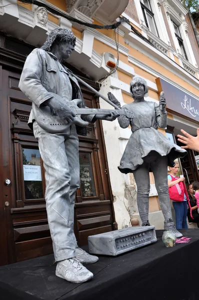 Estatuas vivas de Beeldje: las campeonas mundiales de las estatuas vivas — Foto de Stock