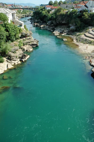 Mostar con il famoso ponte, Bosnia-Erzegovina — Foto Stock