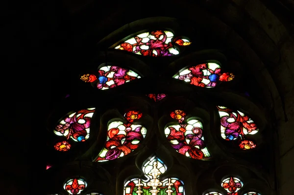 Gebrandschilderd glas venster detail met bijbelse scène — Stockfoto