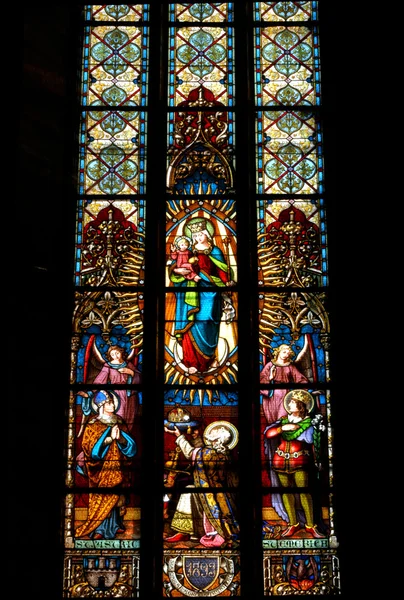 Vitralii detaliu fereastră cu scena biblică — Fotografie, imagine de stoc