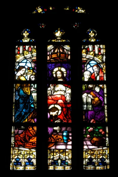 Stained glass window detail with Biblical scene — Stock Photo, Image