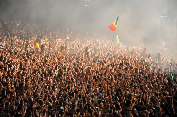 Fiesta multitud bailando en concierto — Foto de Stock