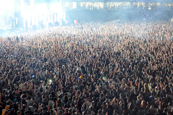 Människor att ha roligt på en live-konsert — Stockfoto