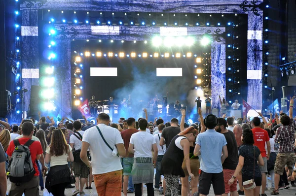 Partij mensen op een live concert — Stockfoto