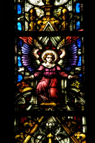 Stained glass window detail with Biblical scene — Stock Photo, Image