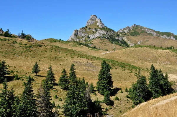 Gyönyörű hegyi kilátás, a Kárpátok üledékes kőzetek — Stock Fotó