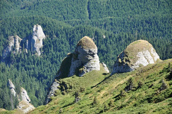 Bela vista da montanha, rochas sedimentares nos Cárpatos — Fotografia de Stock