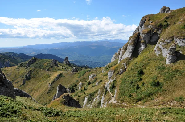 Altitude, bonito, beleza, azul, carpathian, carpathians, ciucas, nuvens, cloudy, conglomerado, dia, Europa, geologia, verde, altura, caminhada, caminhadas, zimbro, paisagem, calcário, prado, montanha, montanhas, natural, natureza, exterior, parque, trajeto, ervilha — Fotografia de Stock