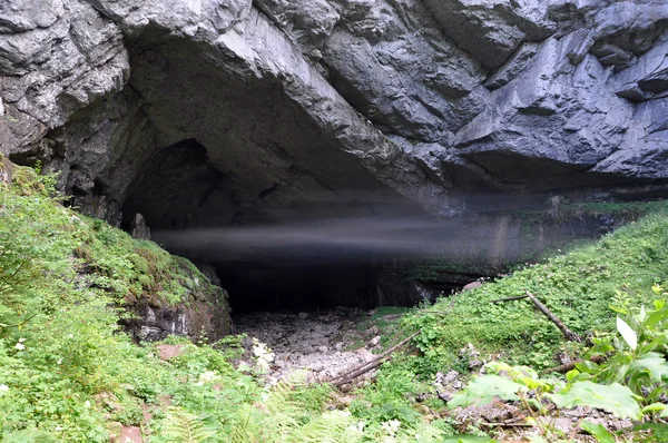 Mist in a cave entrance — Stock Photo, Image