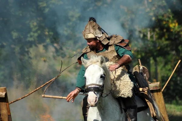 Dimostrazione equestre in costumi tradizionali — Foto Stock