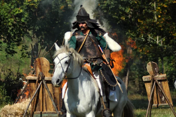 Dimostrazione equestre in costumi tradizionali — Foto Stock