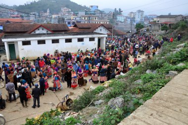 Kırsal pazarda Bac Ha, Vietnam