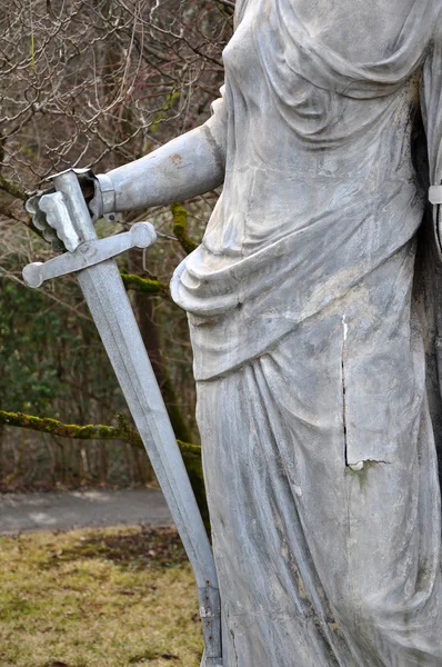 Statue of a Roman Goddess with a sword — Stock Photo, Image