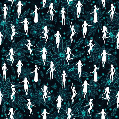 Kadın siluetleri ile Seamless Modeli