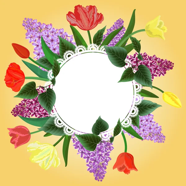 Bannière ronde avec fleurs — Image vectorielle