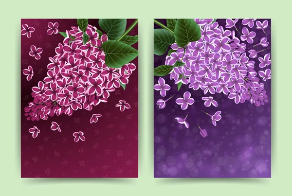 Karten mit lila Blüten — Stockvektor