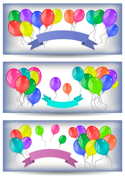 Banners con globos y cintas de colores — Archivo Imágenes Vectoriales