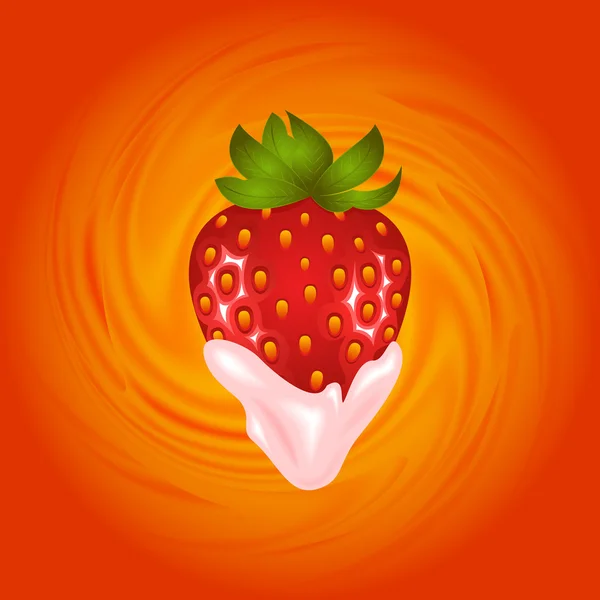 草莓和奶油的漩涡 — 图库矢量图片