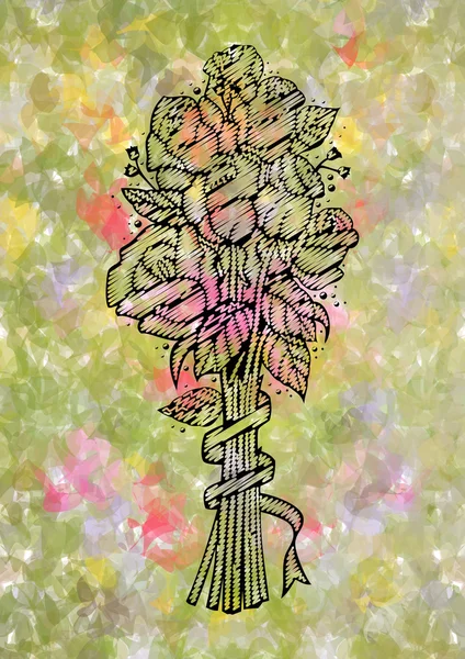 Bouquet astratto di rose doodle — Vettoriale Stock