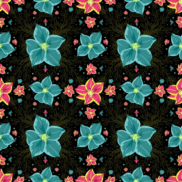 Patrón floral sin costuras — Vector de stock