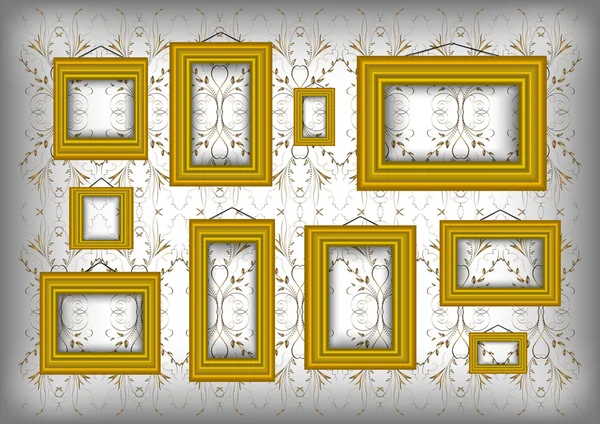 Golden frames on ornamental background — Stock Vector