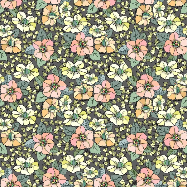 Patrón floral sin costuras — Archivo Imágenes Vectoriales