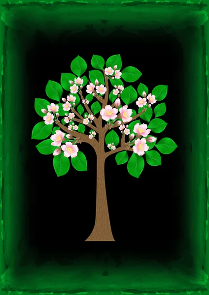 Blühender Baum mit Hintergrund — Stockvektor