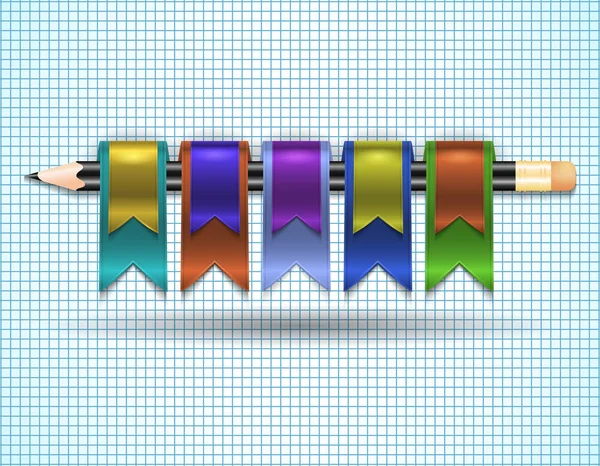Colorful web ribbons with pencil — Stock Vector