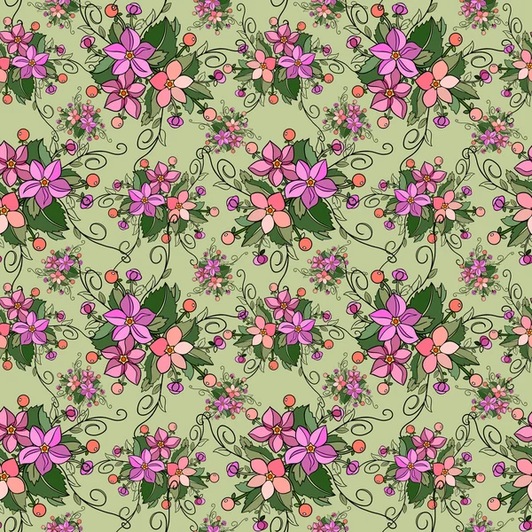 Patrón floral sin costuras — Vector de stock