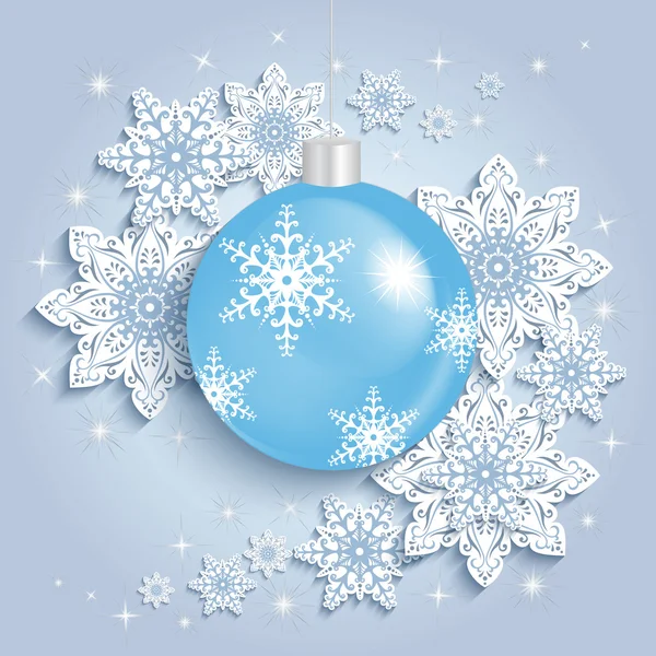 Bola de Navidad con copos de nieve — Vector de stock