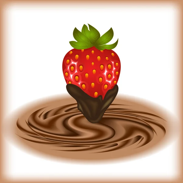草莓与巧克力旋流 — 图库矢量图片