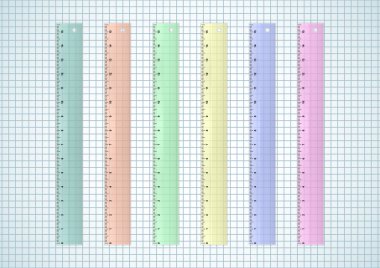 Ekose desenli kağıt üzerindeki cetvellere 