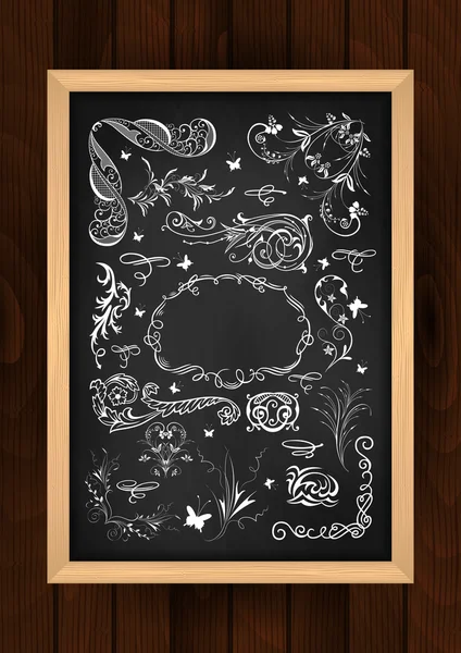 Chalkboard with design elements — Stock Vector