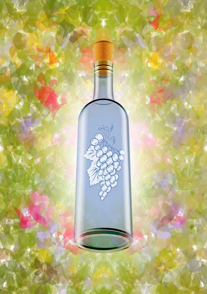 Bouteille de vin avec fond coloré — Image vectorielle