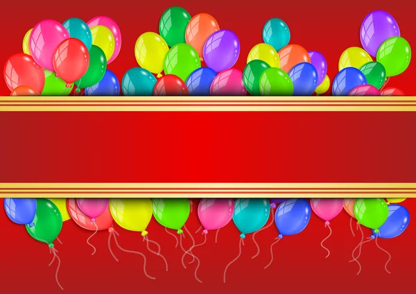 Banner con globos de colores — Vector de stock