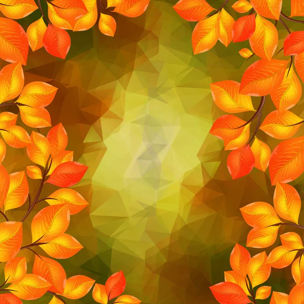 Hojas de otoño con fondo triangular — Vector de stock