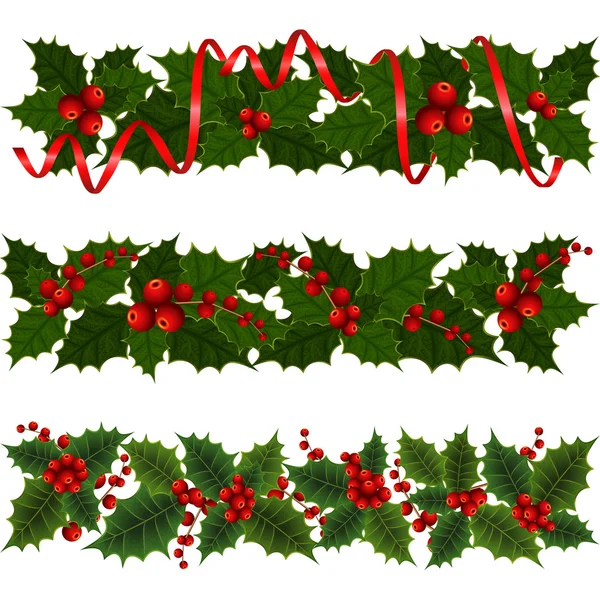 Christmas holly decoration — Stock Vector