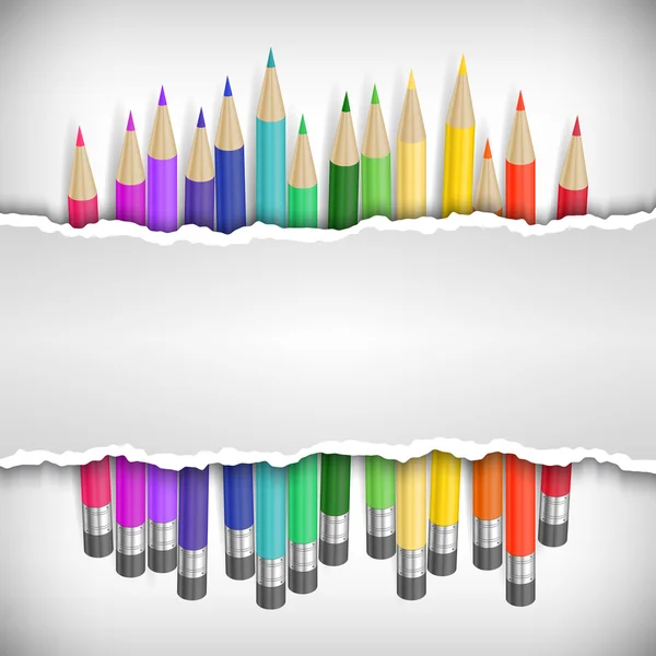 Crayons de couleur avec bannière — Image vectorielle