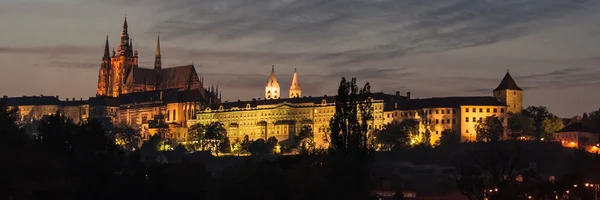 Burg und Kathedrale von Prag bei Nacht — Stockfoto