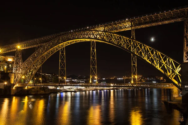 Luis Brug Nachts Porto Portugal — Stockfoto