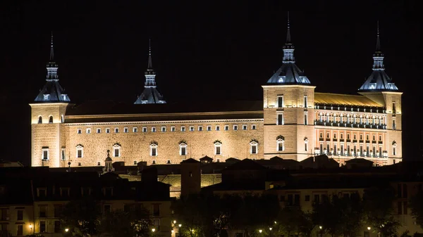 Alcazar Toledo Natten Spanien — Stockfoto