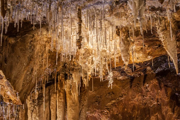 Stalactites in the Grandes Canalettes cave — Stock Photo, Image