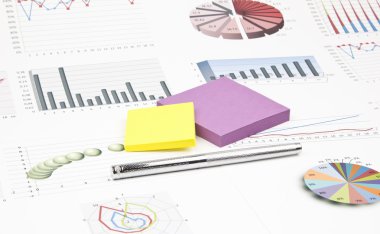 İş natürmort parlak kalem, çıkartmalar, grafikler